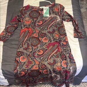 Colorful Paisley Long Sleeve Dress